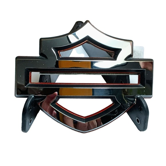 PAIR OEM chrome/blk/red Defiance bar & shield Harley-Davidson cvo touring badges - Picture 1 of 8